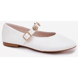 Boto Women's Ballet Flats With Strap And Golden Decorations White Firicene | Shoptok.si