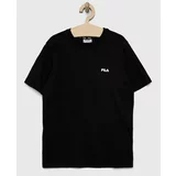 Fila Otroška bombažna kratka majica črna barva