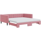 vidaXL Izvlečna dnevna postelja z vzmetnicami roza 100x200 cm žamet, (20938101) | Shoptok.si