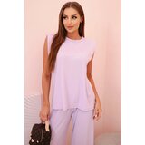 Kesi Włoski Women's set made of viscose with no sleeves and straight trousers light purple Cijene