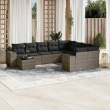  10-dijelni set vrtnih sofa od poliratana s jastucima sivi | shoptok.hr