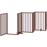  Vrata za pse s vratima, sklopiva, 6 panela, smeđa, 300 cm, drvo topole | shoptok.hr
