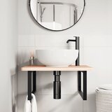  Zidna polica za umivaonik od čelika i masivne bukovine Smeđa 60 x 60 x 2.5 cm | shoptok.hr