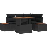 vidaXL set od 5 dijelova za blagovanje u vrtu s jastučićima Crni Poli Ratan Akacija | shoptok.hr