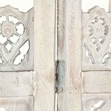 vidaXL Ročno izrezljan paravan 3-delni bel 120x165 cm trden mangov les | Shoptok.si