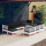  Vrtna sedežna garnitura 10-delna z blazinami bela borovina, (21087819) | Shoptok.si