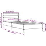  Okvir za krevet boja hrasta 90x200 cm konstruirano drvo i metal | shoptok.hr