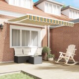 vidaXL avtomatska retraktibilna tenda zelena in rumena 300x250 cm, zamenjava tkanine za 3x2.5 m okvir zelena in rumena | Shoptok.si