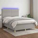  box spring s madracem LED svjetlosivi 140x190 cm tkanina | shoptok.hr
