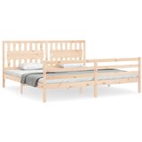vidaXL Posteljni okvir z vzglavjem 200x200 cm trden les, (20738363) | Shoptok.si