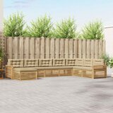  Set vanjskih sofa 8 kom. Bijela i bež Čvrsto drvo akacije 410 x 251,5 x 73 cm | shoptok.hr