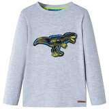 vidaXL Otroška majica z dolgimi rokavi siva melange 140 | Shoptok.si