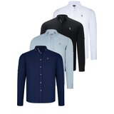 Dewberry QUAD SET G674 MENS SHIRT-BLACK-WHITE-NAVY BLUE-WATER GREEN Cijene