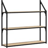  Zidna polica s 3 razine dimljenog hrasta 80x21x78,5 cm drvena | Eponuda.ba