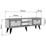 Hanah home Hanah Kućni TV komoda Lidya, 150x45,6x30 cm, Bijelo-srebrna | Eponuda.ba