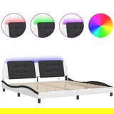 vidaXL Okvir kreveta LED bijelo-crni 200 x 200 cm umjetna koža | shoptok.hr