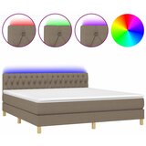  box spring s madracem LED smeđesivi 180x200 cm tkanina | shoptok.hr