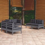 Maison Chic Seti vrtnega pohištva - Vrtna garnitura - Vrtni pohištvo set 6-delna z blazinami trdna borovina, (21805718) | Shoptok.si