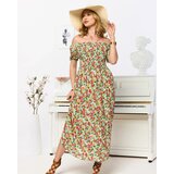 Resti Green women's midi dress with floral pattern- Clothing | Shoptok.si