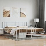 vidaXL Kovinski posteljni okvir z vzglavjem in vznožjem bel 183x213 cm Cene