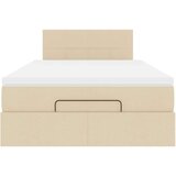 vidaXL Otomanski posteljni okvir z vzmetnico krem 120x190 cm blago, (21611633) | Shoptok.si