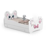 Kobi Furniture Enojna postelja "Roza mačka" 160x80 z otroško grafiko, predal, vzmetnica, (20626017) Cene