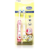 Chicco Toothbrush Set 3-6 y+ dječja četkica za zube s vakuumskim držačem Hippo-Panda | shoptok.hr