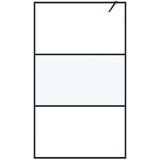 Pregrada za tuš crna 115 x 195 cm s napola mutnim staklom ESG | shoptok.hr