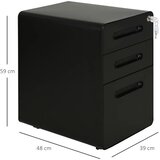  Mobilni uredski ormar za spise s 3 ladice zaključavanje držač za olovke 39x48x59 cm crni | shoptok.hr