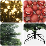  Umjetno božićno drvce s kuglicama 120 cm 150 LED lampica - 120 cm s LED-ima i crvenim lopticama | shoptok.hr