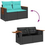  Vrtna garnitura - 6-dijelni set vrtnih sofa s jastucima crni od poliratana - Crna 1 | shoptok.hr
