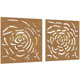 vidaXL Vrtni zidni ukrasi 2 kom 55 x 55 cm čelik COR-TEN uzorak ruže | shoptok.hr