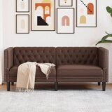 vidaXL Kavč dvosed Chesterfield rjava umetno usnje Cene