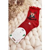 Kesi Women's Shiny Christmas Socks with Red Reindeer Cene