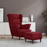 vidaXL Fotelja s krilnim naslonom i tabureom boja vina baršunasta | shoptok.hr