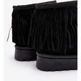 Boto Children's Fur-Lined Snow Boots with Decorative Fringes Black Nimia | Shoptok.si
