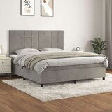  Box spring postelja z vzmetnico svetlo siva 160x200 cm žamet, (20900810) Cene