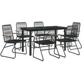  7-dijelni vrtni blagovaonski set od PVC ratana crni | shoptok.hr