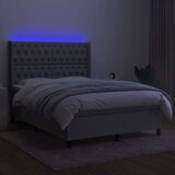  Krevet box spring s madracem LED svjetlosivi 140x200 cm tkanina | shoptok.hr
