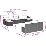 10-dijelni set vrtnih sofa s jastucima crni od poliratana | shoptok.hr