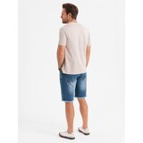Ombre Men's short denim shorts with rips and holes - blue | shoptok.hr