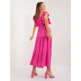 Fashion Hunters Dark pink dress with ruffles and elastic waistband