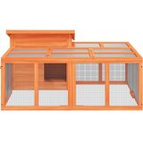  Kavez za zečeve smeđi 144 x 123 x 67,5 cm od masivne borovine | shoptok.hr