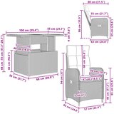 Vanjski set za objedovanje s jastukom 5 pcs Crna i krem-bijela | shoptok.hr