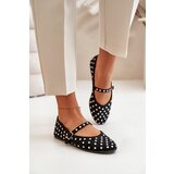 Kesi Decorated ballet flats with belt Eco suede black Tirilissa Cene