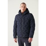 Avva Men's Navy Blue Water Repellent Windproof Inner Strap Detailed Thermometer Comfort Fit Relaxed Cut Coat cene