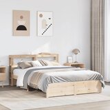 Maison Chic Posteljni okvir - Dvoposteljna postelja - Zakonska postelja z vzglavjem 150x200 cm trdna borovina, (21692421) | Shoptok.si