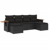 Maison Chic Seti vrtnega pohištva - Vrtna garnitura - Vrtni pohištvo set 6-delna z blazinami črna poli ratan, (21804018) | Shoptok.si