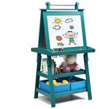  Otroško stojalo, otroška tabla, dvostranska bela tabla, dim. 59 x 50 x 117 cm - modra | Shoptok.si