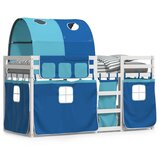 vidaXL Krevet na kat sa zavjesama plavi 75x190 cm od masivne borovine | shoptok.hr